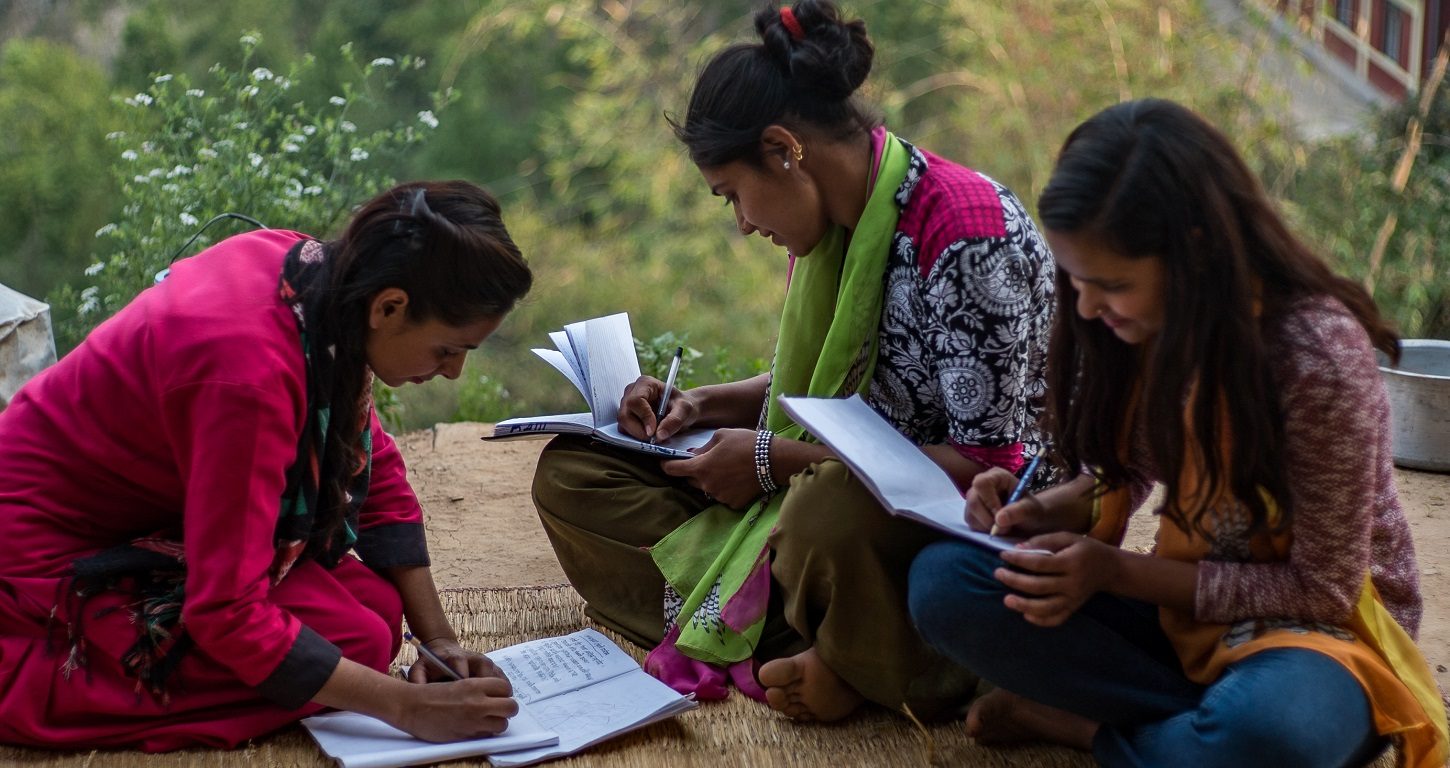 Girls studying together
