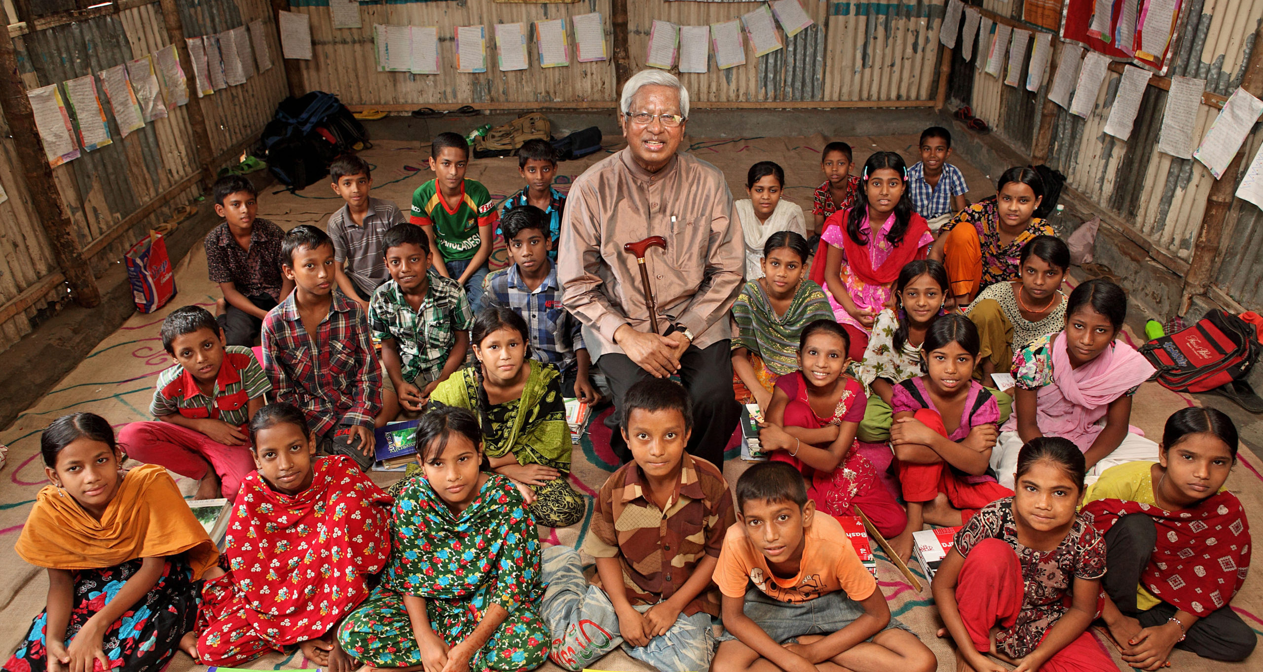 Sir Fazle with children