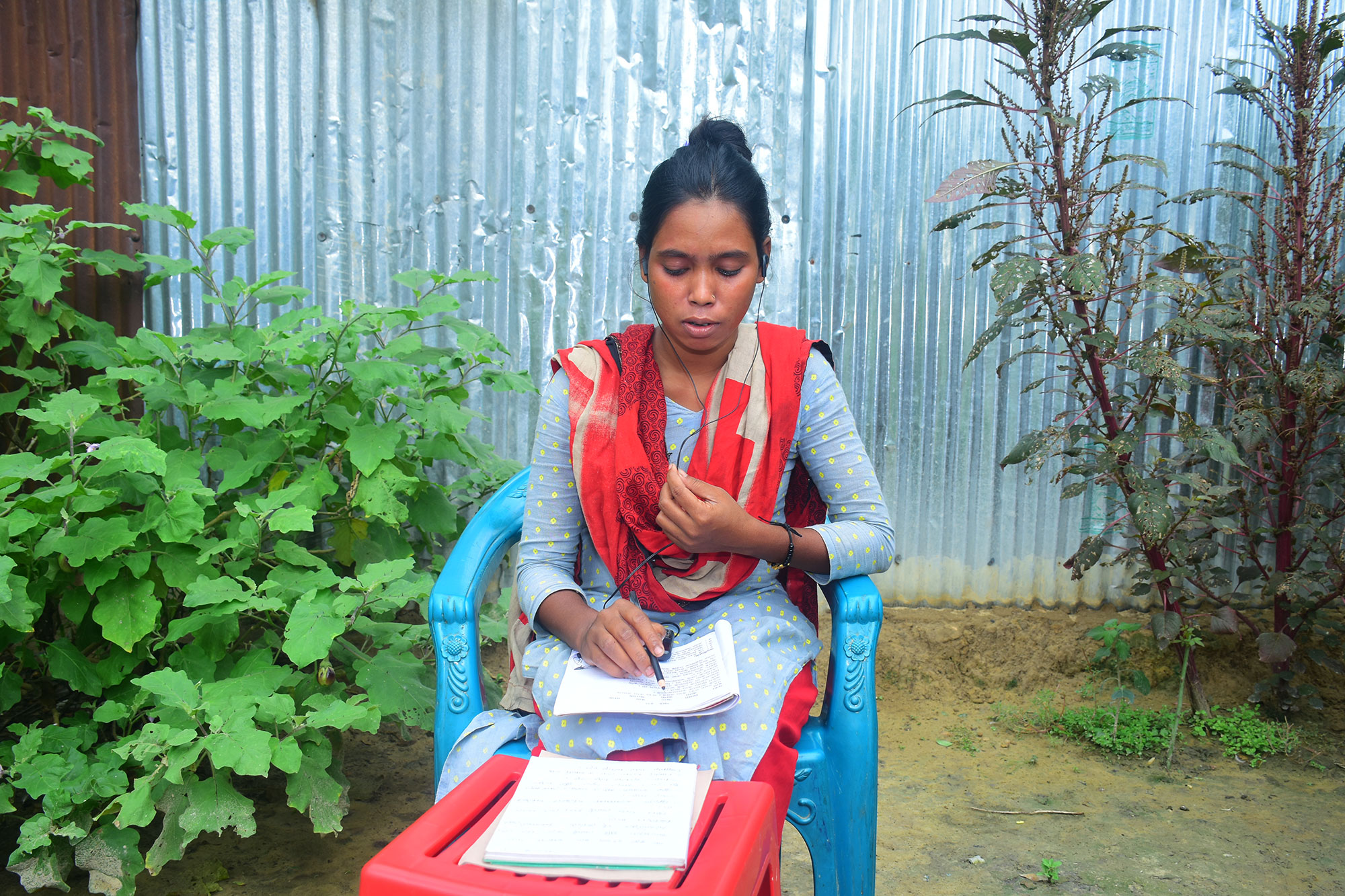 A student engages in remote learning at home