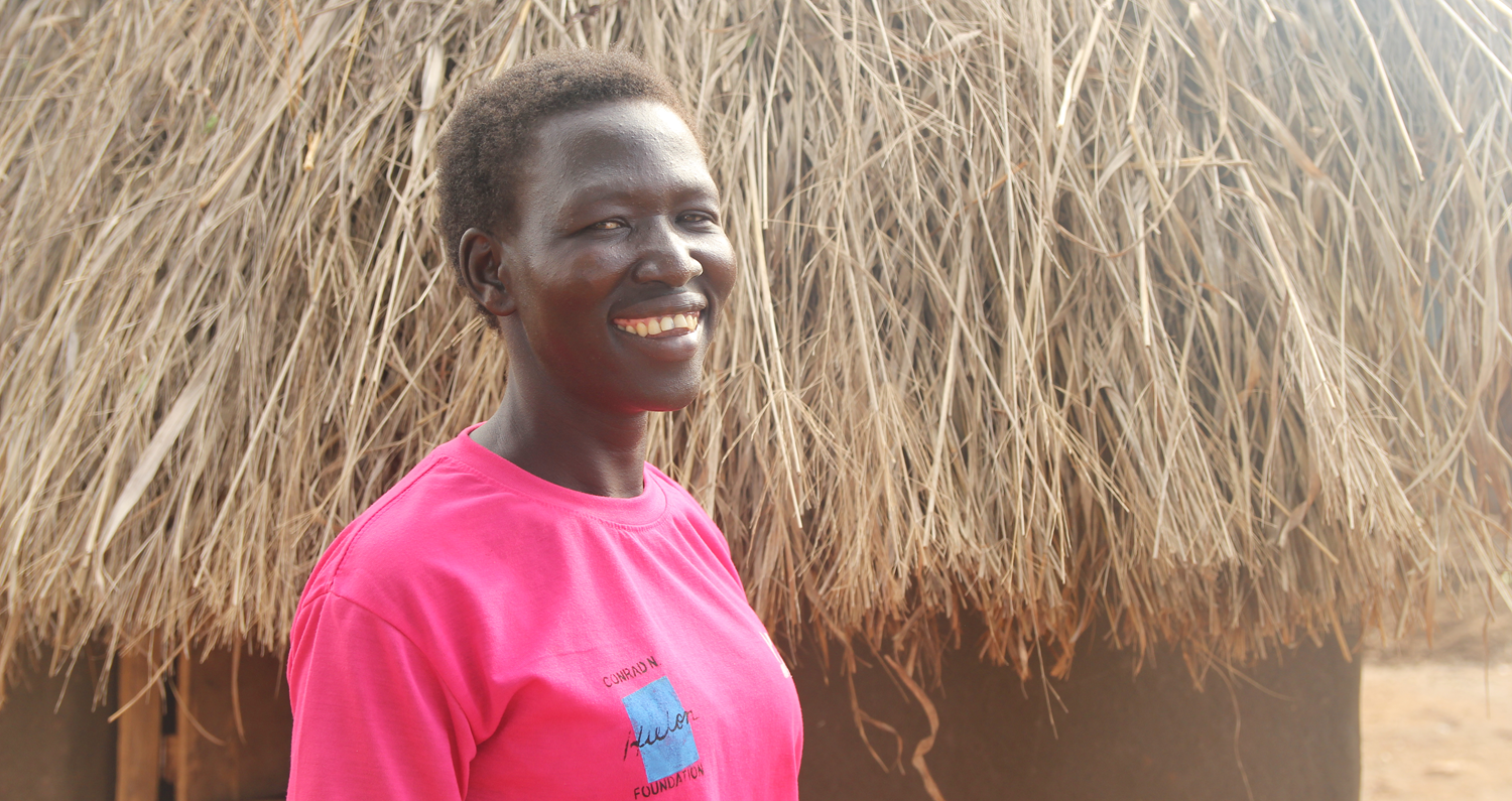 Annet poses with her shop stall