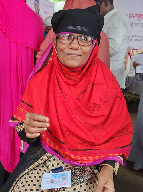 A woman with new glasses