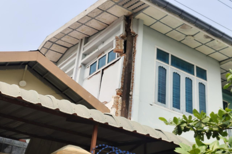 A BRAC office in Myanmar is damaged in the aftermath of a severe 7.7 magnitude earthquake.